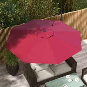 Sombrilla de Jardín Ø294x242 cm Parasol de Terraza con Altura Ajustable Poste Giratorio 360° Ángulo de Techo Ajustable y Ventilación Superior para Patio Piscina Rojo Vino