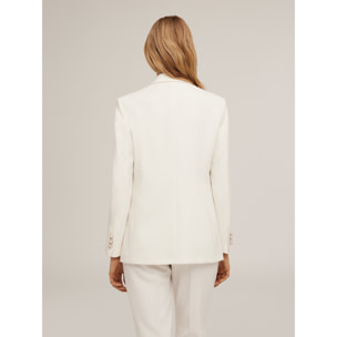 Motivi - Chaqueta de traje de abotonadura simple en tejido crepé - Blanco