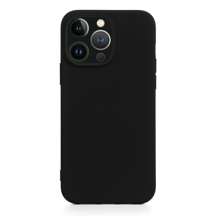 DAM Custodia Essential in silicone con protezione per fotocamera per iPhone 13 Pro. Interno in morbido velluto. 7,43x1,04x14,95 cm. Colore nero