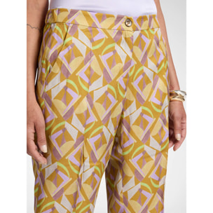 Elena Mirò - Pantalones cropped estampados - Amarillo