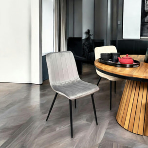 Chaise à rayures velours taupe (lot de 2) MALANG