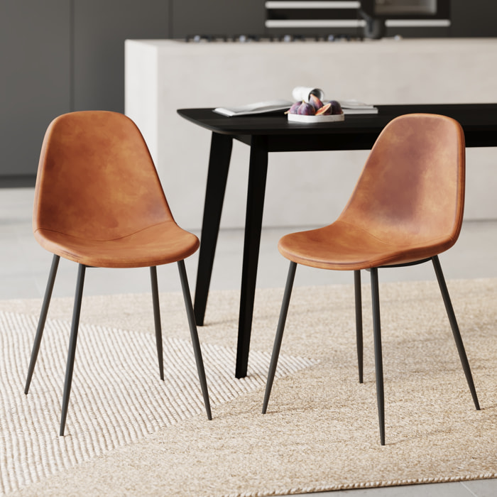 Lot de 2 chaises en cuir synthétique camel - Henrik