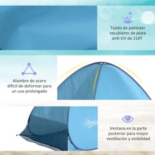 Tienda De Campaña de Poliéster Acero 200x150x115cm Azul