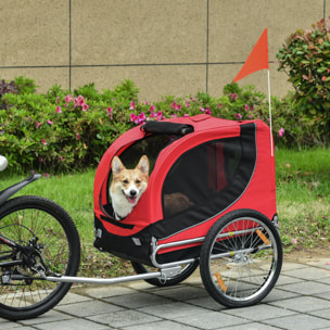 Remolque Bici Mascota de Oxford 130x73x90cm Rojo y Negro