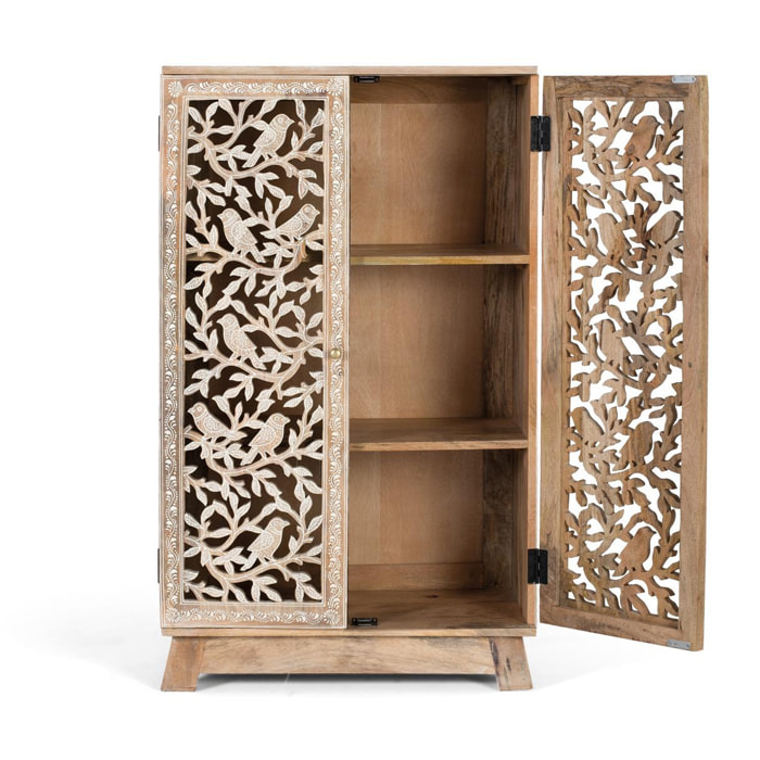 Muebles Auxiliare de Madera de Mango, Mdf 70 Cm Estilo Atresanal Tallado