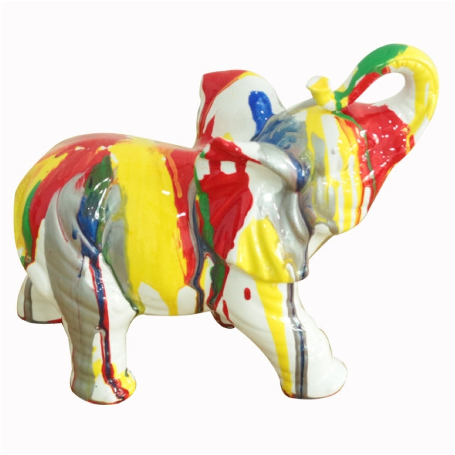 Statue éléphant en résine multicolore H21cm - HORTON