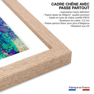 Affiche illustration graffiti new york Affiche + cadre en bois - Chêne