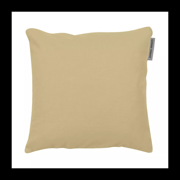 Housse de coussin pur coton uni jaune Confettis or pale