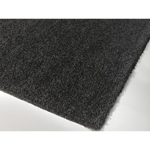Uni - tapis de salon en laine artificielle noir