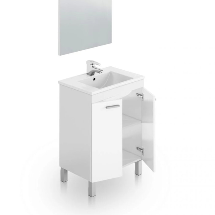 Mueble de baño con espejo Liz 60 Blanco Brillo