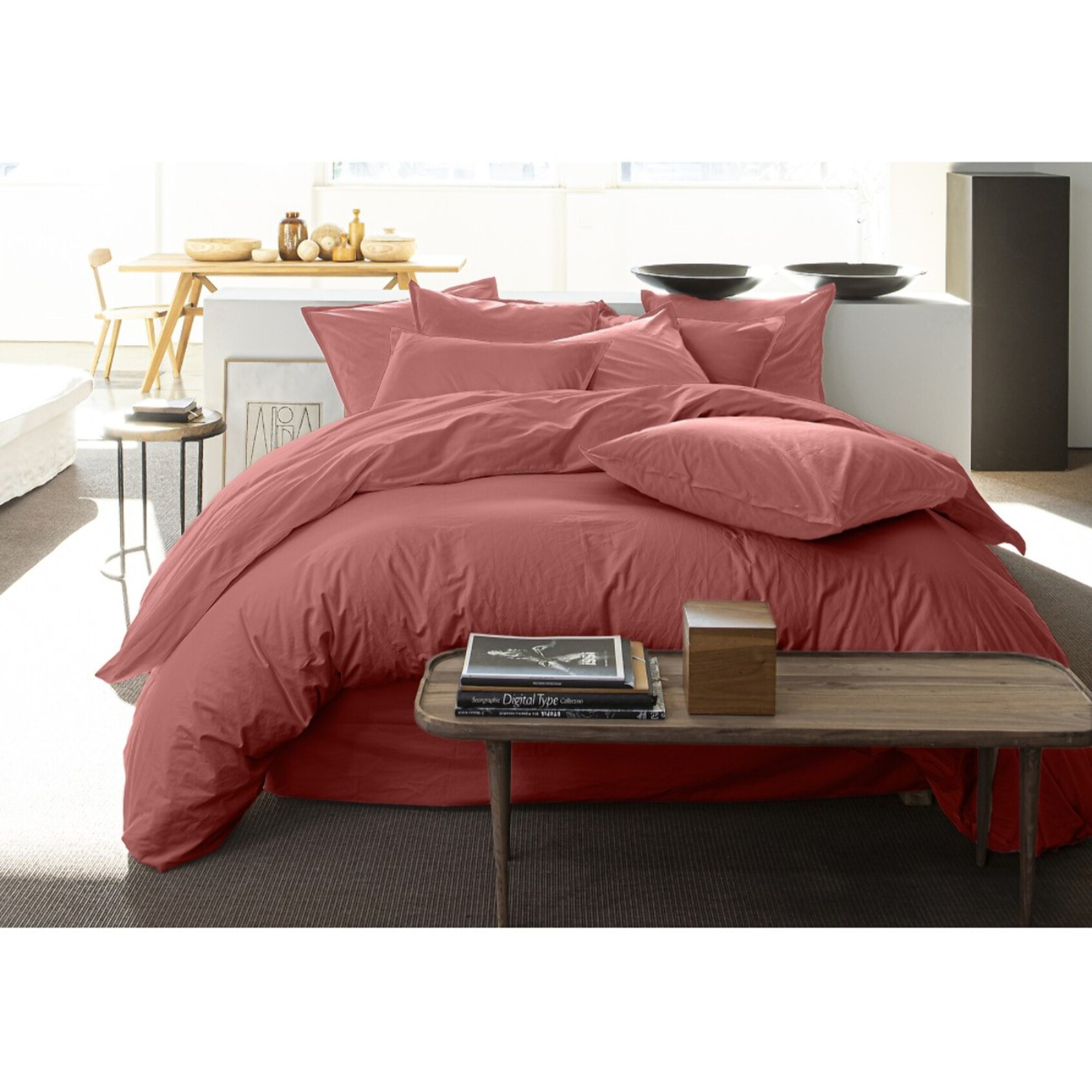 Drap housse percale de coton vieux rose