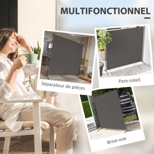 Paravent Extérieur à Panneau Unique, Séparateur de Pièce de 180H cm avec Protection UV30+, Panneau Brise-Vue avec Base Stable pour Intérieur et Extérieur, Gris Foncé