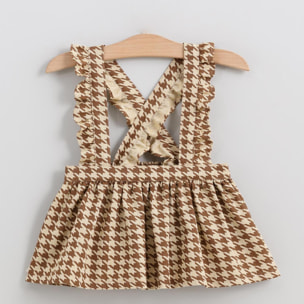 Falda tirantes volante pata gallo beige