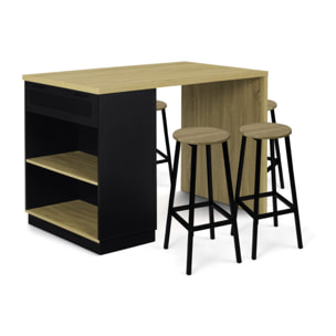 Ilot central Marius avec rangements - Bois - Noir