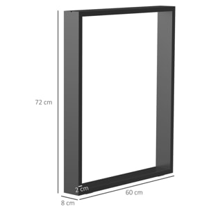 Juego de 2 Patas de Mesa de Acero 60x72 cm Patas Rectangular de Mesa para Muebles de Bricolaje Estilo Industrial con Tornillos y Protectores de Suelo Negro