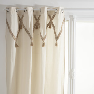 Rideau à pompons en coton et jute - Ficelle