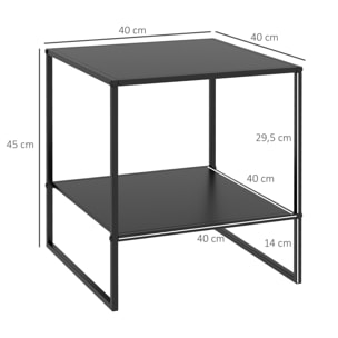 Table basse table d'appoint guéridon bout de canapé 2 niveaux acier noir