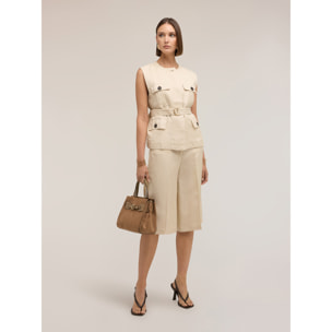 Motivi - Chaleco sahariana mezcla lino lyocell - Beige
