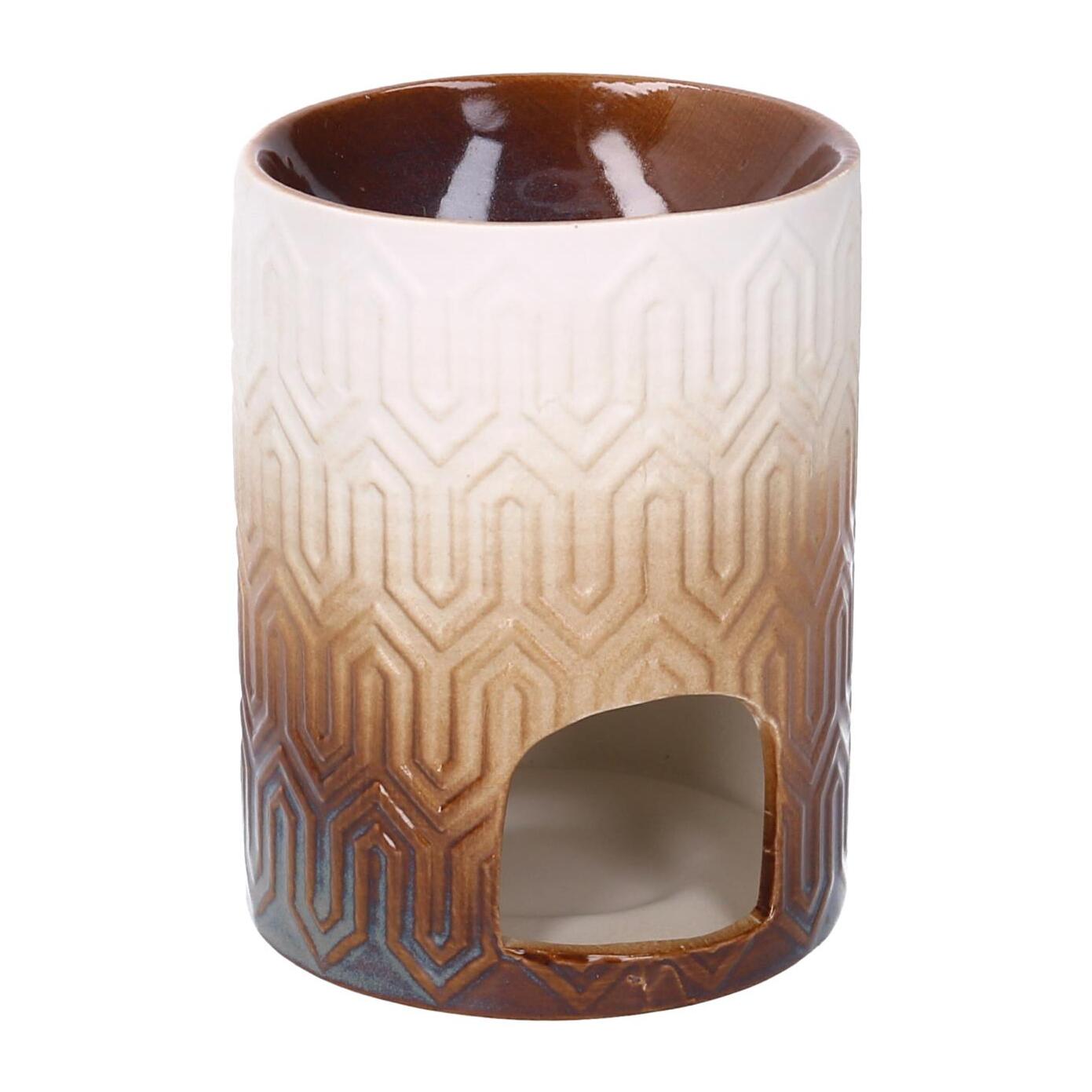 Bruciaessenze in ceramica marrone tondo cmø9,5h12,5