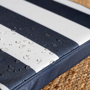 Galette de chaise imperméable déhoussable à rayures ARCACHON - Bleu Foncé