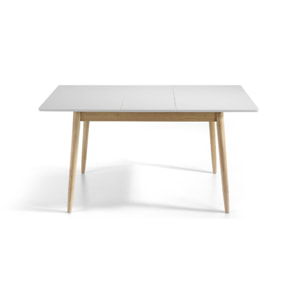 Mesa comedor extensible LUCON - blanco mate y roble