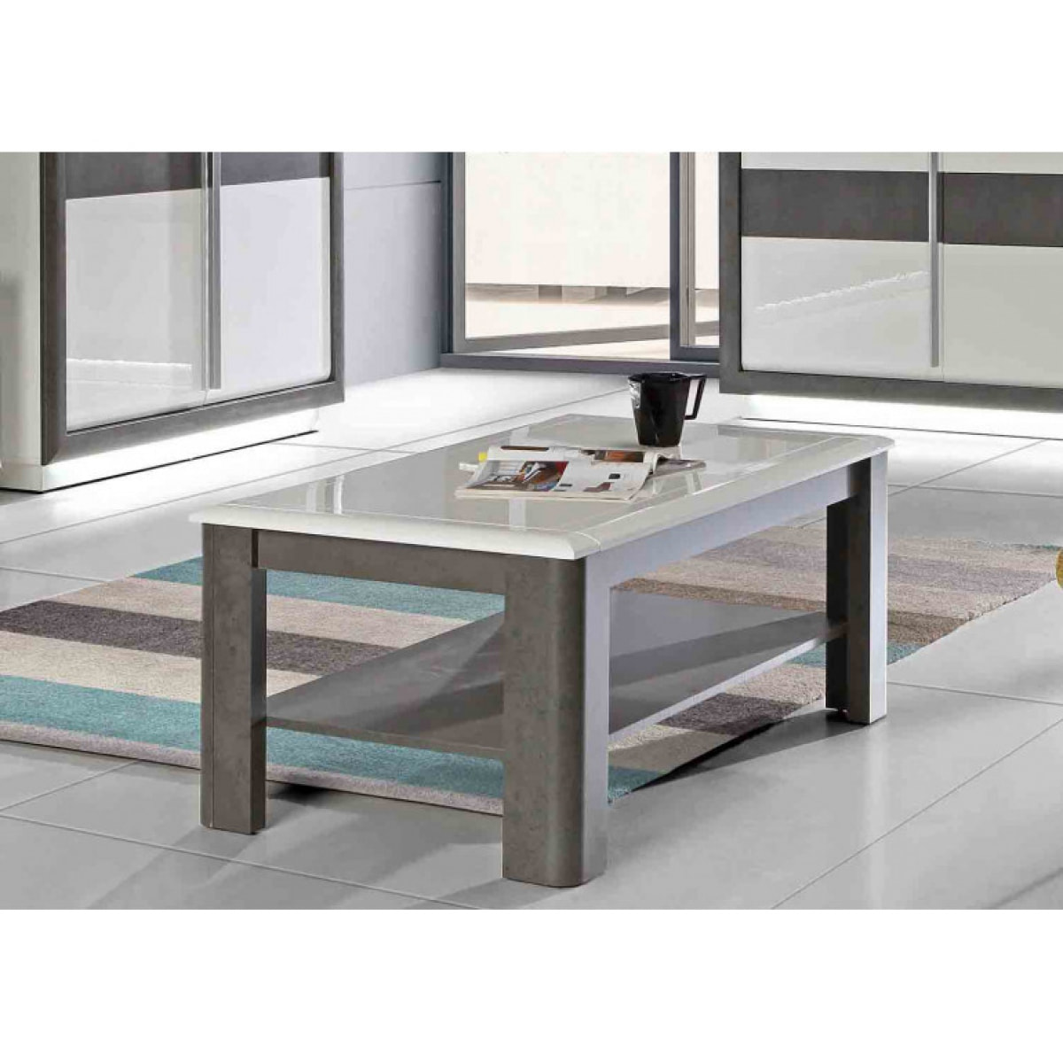 Table basse béton gris foncé & blanc - MONACO