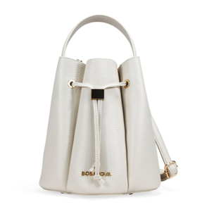 Bolso cubo beige efecto plisado