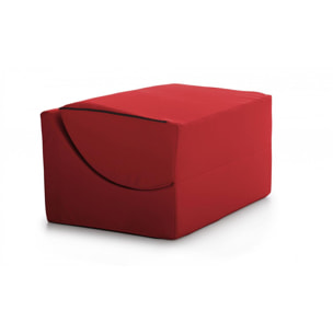 Letto pieghevole Annabella, Pouf trasformabile in letto matrimoniale, 100% Made in Italy, Pouf trasformabile in una chaise longue in ecopelle, Cm 100x200h70, Rosso