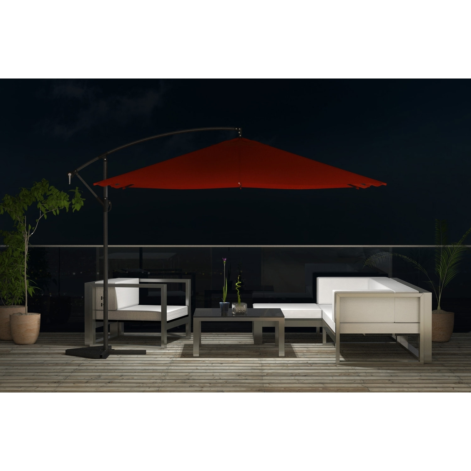 Parasol déporté LED 3 x 3 m terracotta SABBIONARA