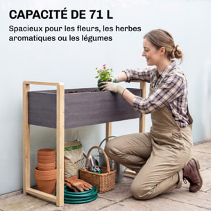 Jardinière design bicolore bois naturel et gris feutre drainage inclus