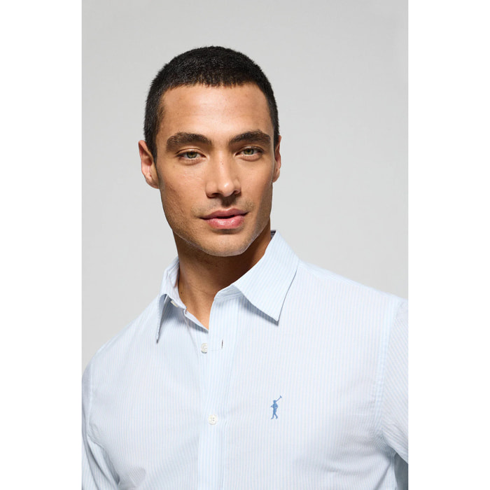 Camicia righe yale blu chiaro con logo ricamato Rigby Go
