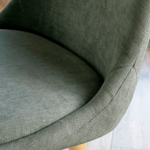 Chaise rembourrée Devon -tissu et bois-couleur vert 47 x 87 x 51 cm
