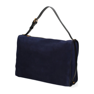 Borsa a spalla da donna Made in Italy - Modello Cielia Pro - Pelle scamosciata - 35.0 x 23.0 x 14.0 cm