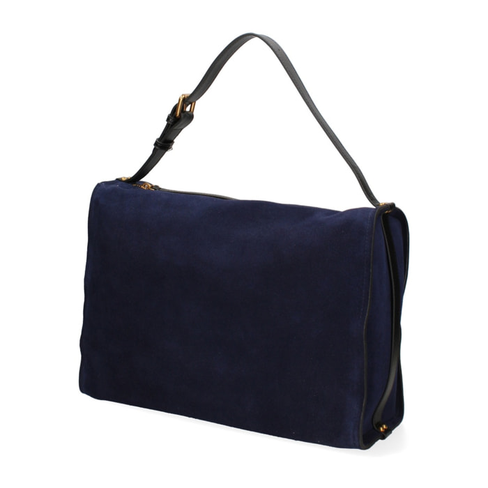 Borsa a spalla da donna Made in Italy - Modello Cielia Pro - Pelle scamosciata - 35.0 x 23.0 x 14.0 cm