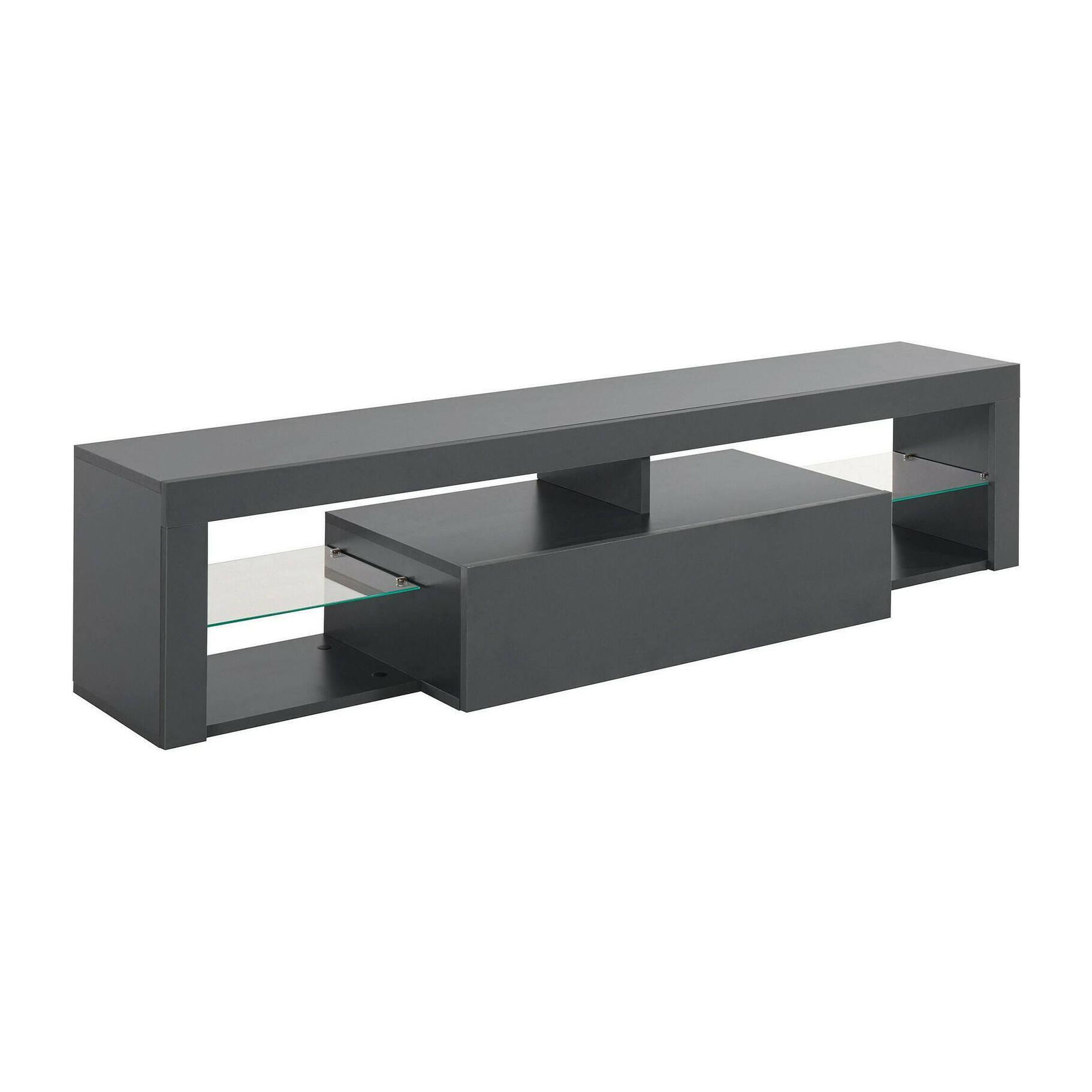 Mobile porta TV Dcompagno, Base porta TV, Credenza bassa da soggiorno a 1 anta, 100% Made in Italy, 160x40h35 cm, Antracite