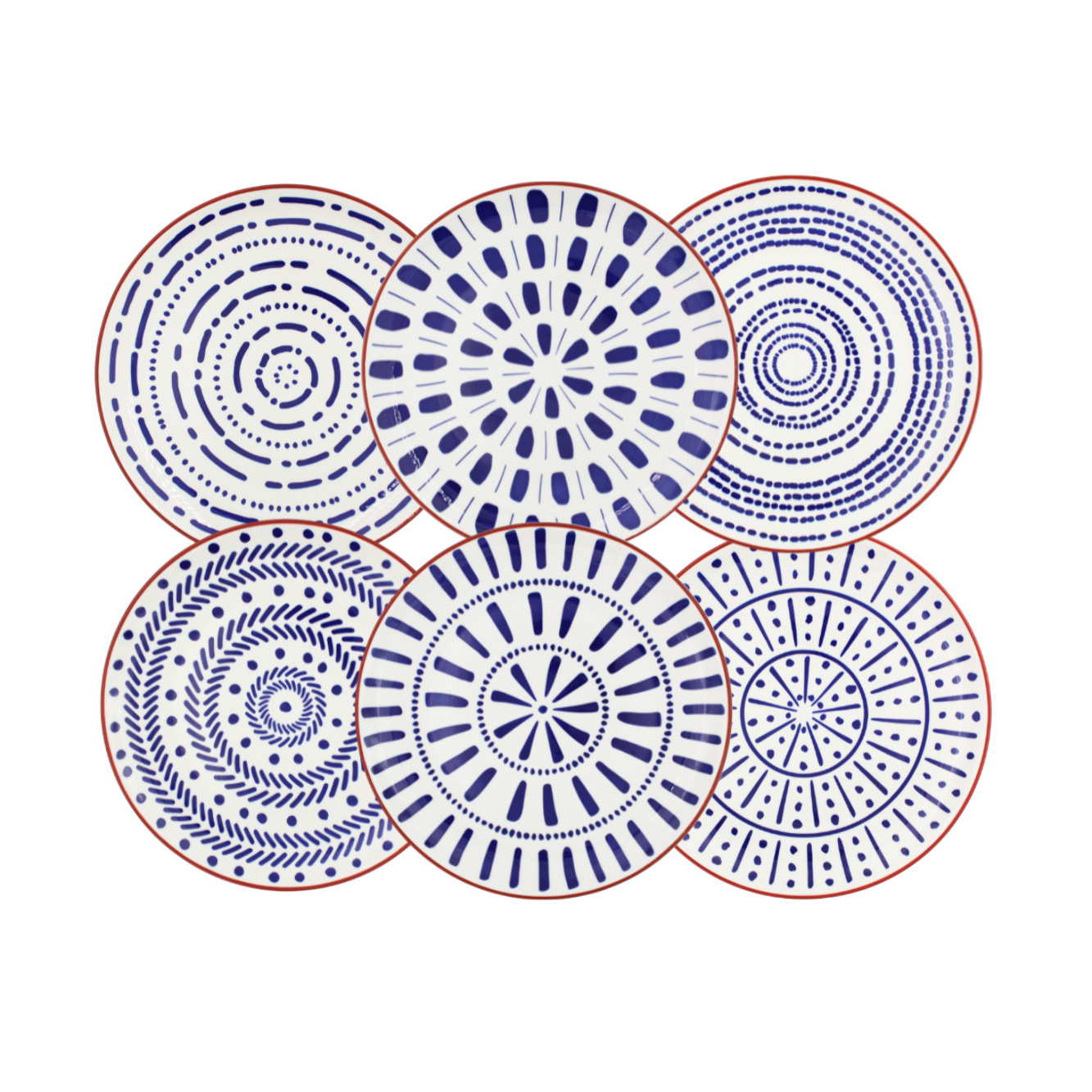 Lot de 6 grandes assiettes, SANTORIN