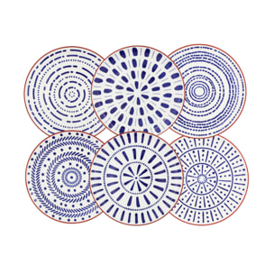 Lot de 6 grandes assiettes, SANTORIN