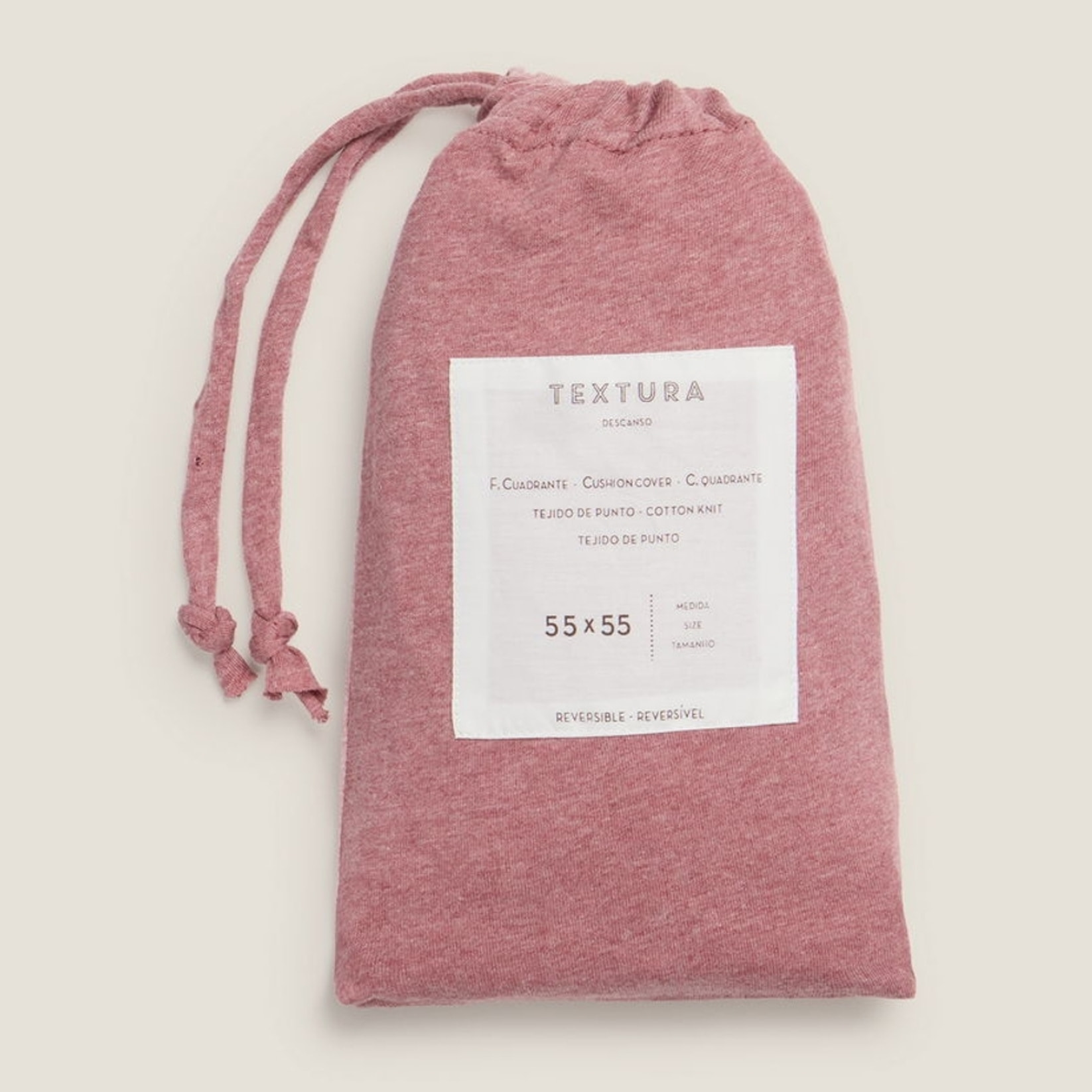 Funda cojín punto algodón sostenible Punto color rosa Punto de algodón