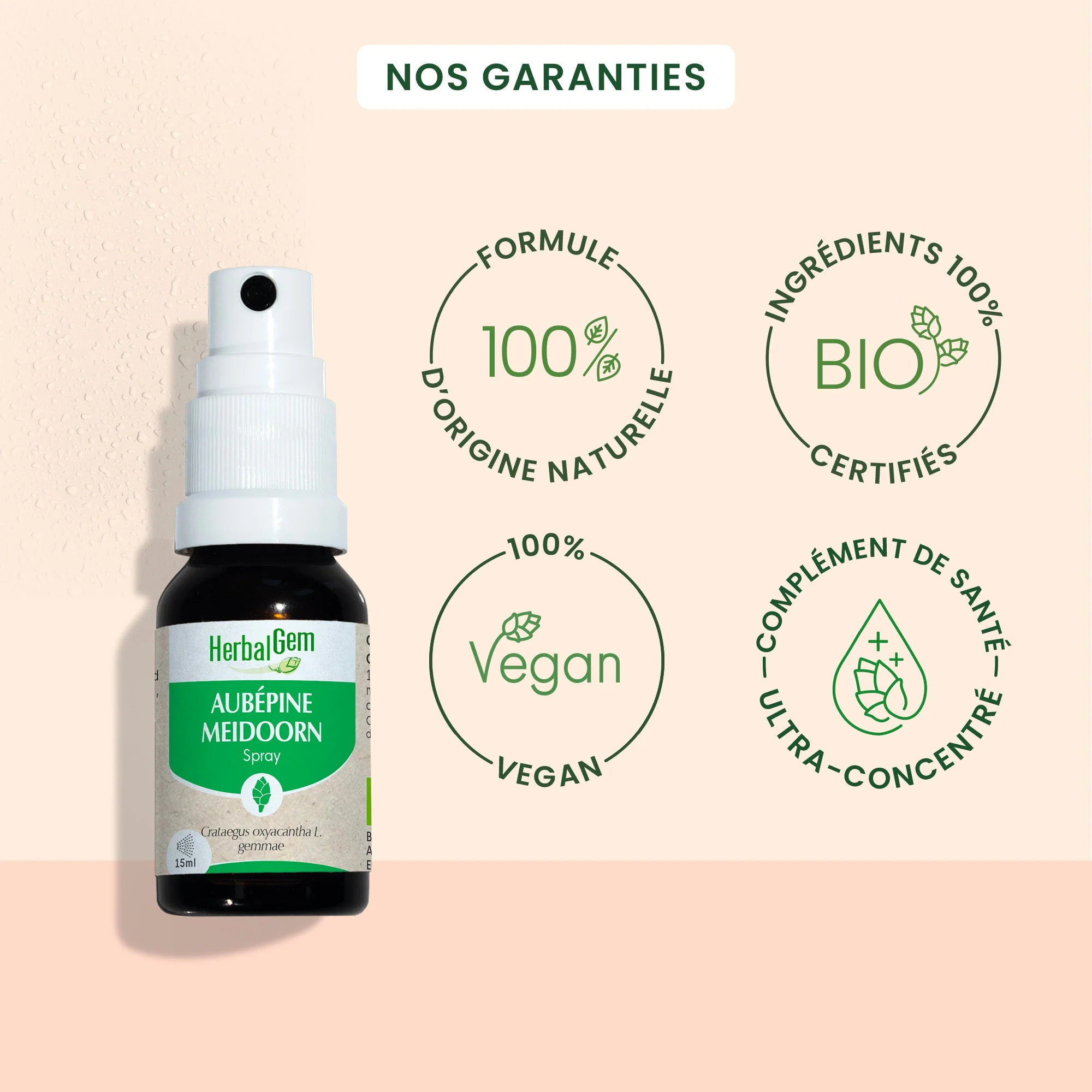 Herbalgem- Bourgeon d'Aubépine - spray - Bio - 15 ml
