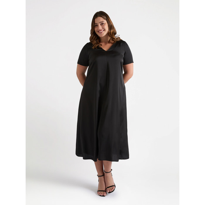 Fiorella Rubino - Vestito lina ad A - FREE - Nero