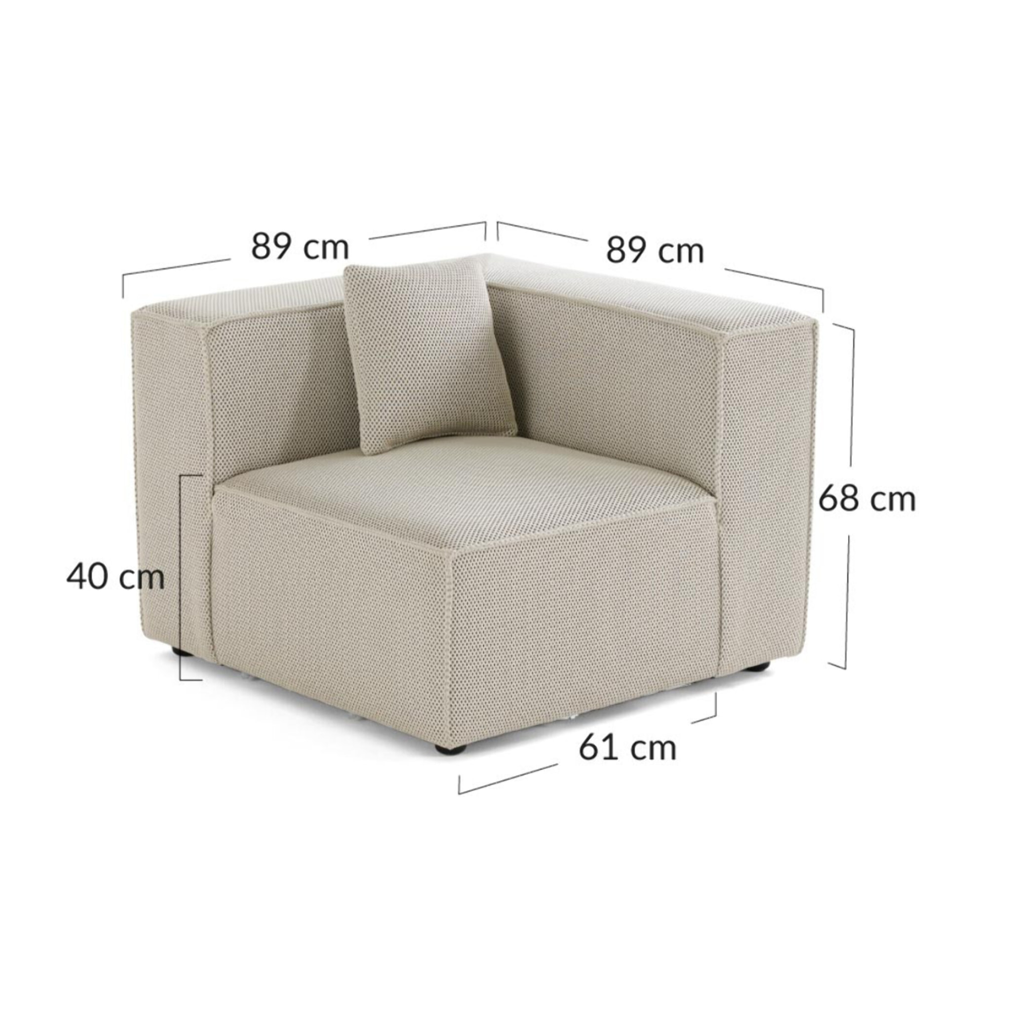 Arty - module d'assise d'angle réversible - en tissu mailles 3D - Noir