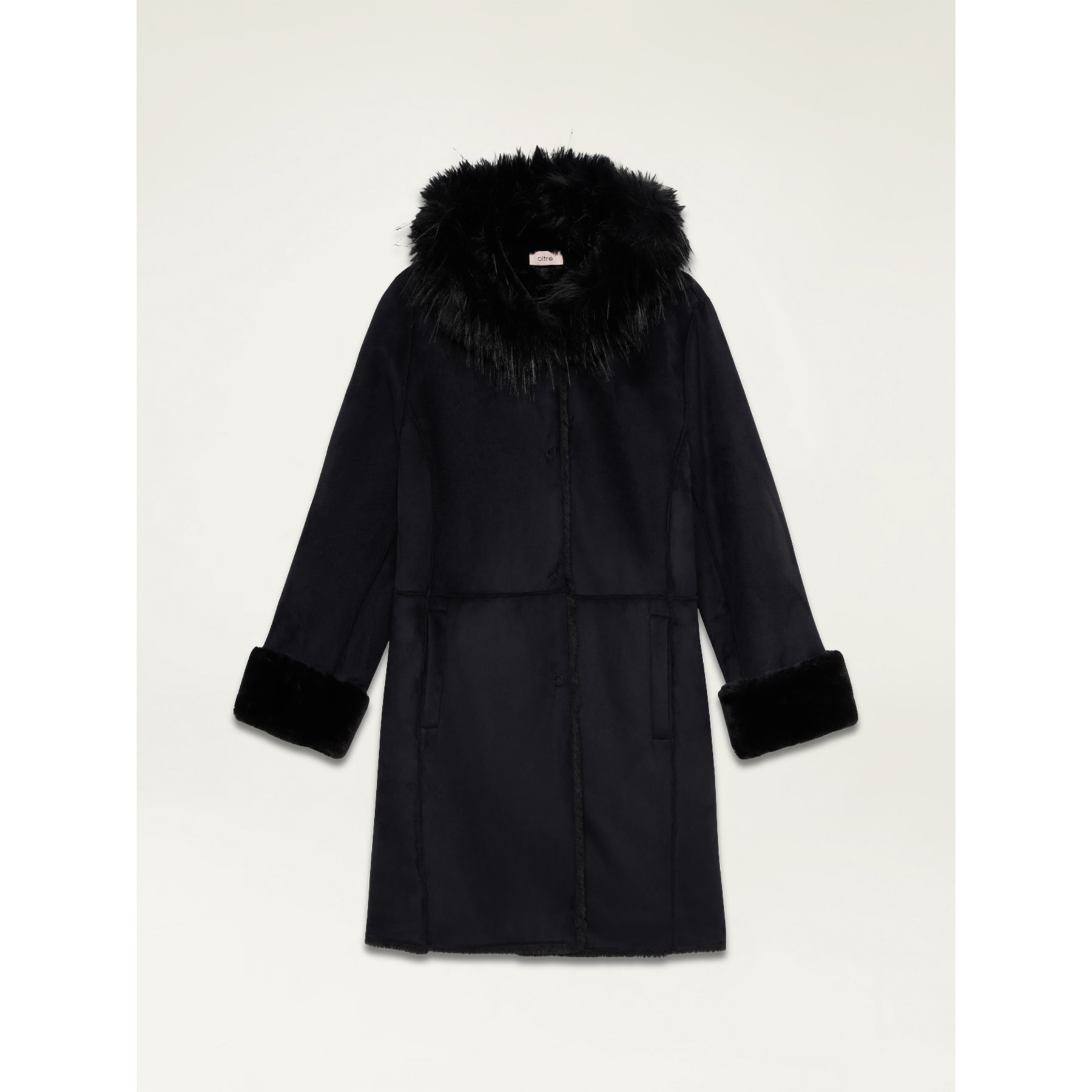 Oltre - Piel de carnero sintética midi - Negro