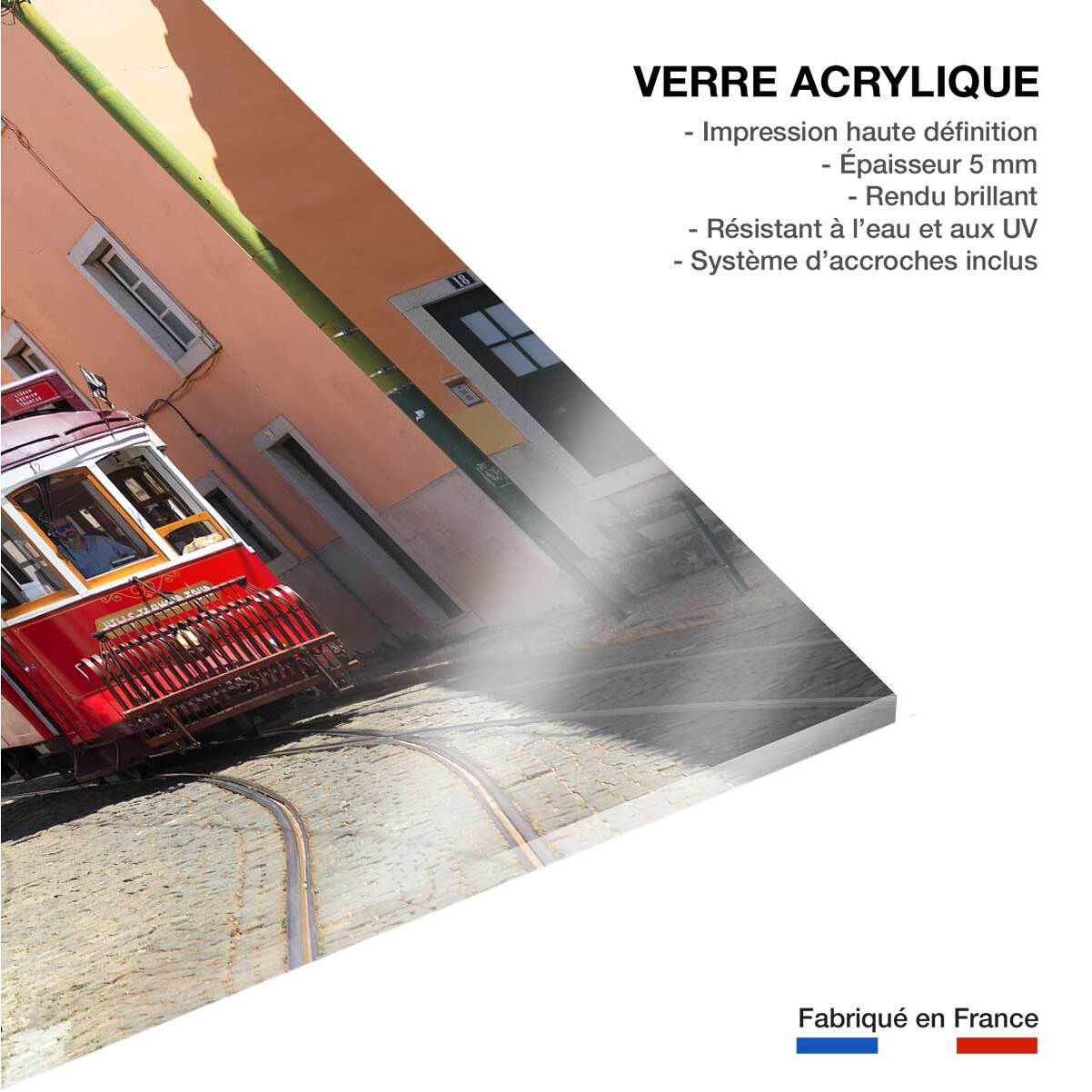 Tableau ville lisbonne ""tram rouge""  Tableau plexiglas
