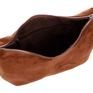 Atessa borsa a spalla in vera pelle scamosciata.