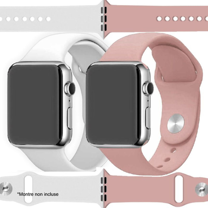 Bracelet IBROZ Apple Watch SoftTouch 40/41mm blanc+rose