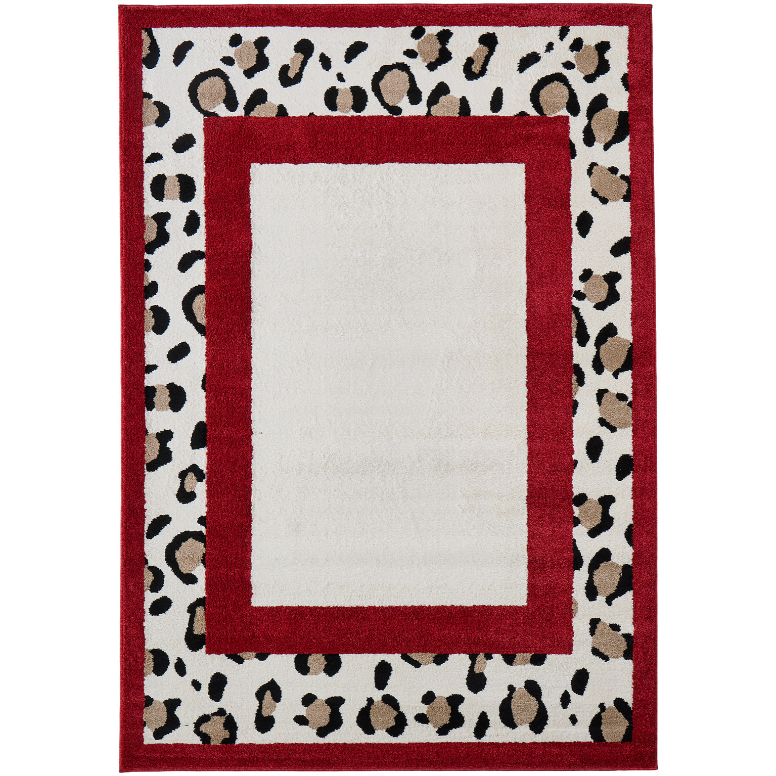LEOVAH - Tapis de salon rouge à motif léopard