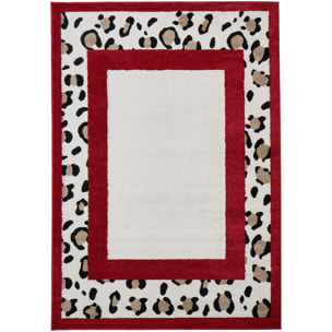 LEOVAH - Tapis de salon rouge à motif léopard