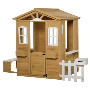 Casita Infantil de Exterior de Madera 204x107x140cm +3 Años Madera Natural