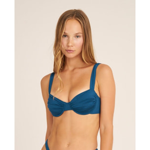 Top de bikini con aro en tejido satinado