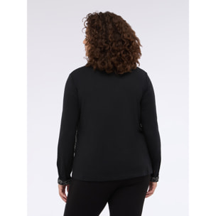 Fiorella Rubino - T-shirt bimaterica con stampa - Nero